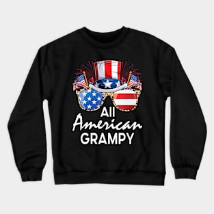 All American Grampy 4th of July USA America Flag Sunglasses Crewneck Sweatshirt